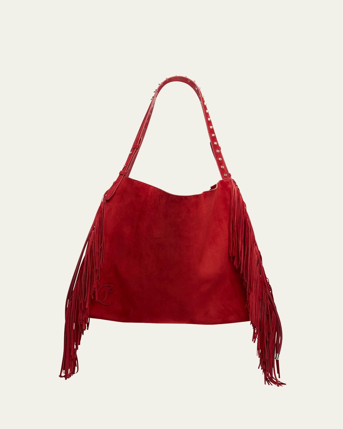 Christian Louboutin Baggy Fringed Tote Bag In Suede