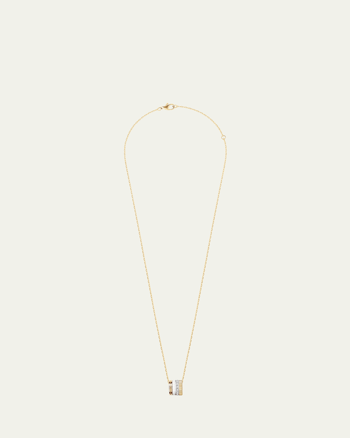 Quatre White Edition 18K Tricolor Gold Pendant Necklace with White Ceramic and Diamonds