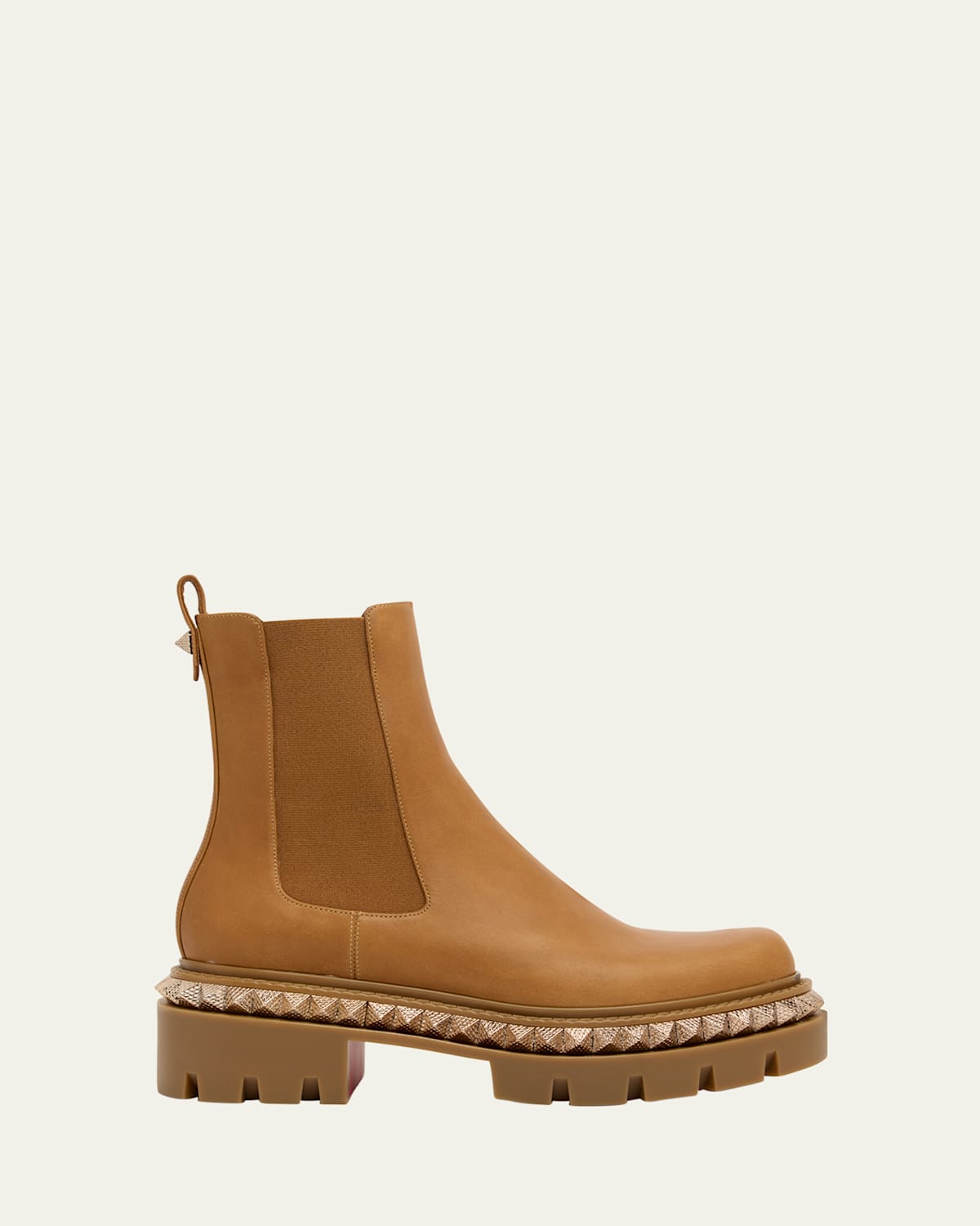 Christian Louboutin St Emilia Pyraclou Leather Red Sole Chelsea Boots In Brown