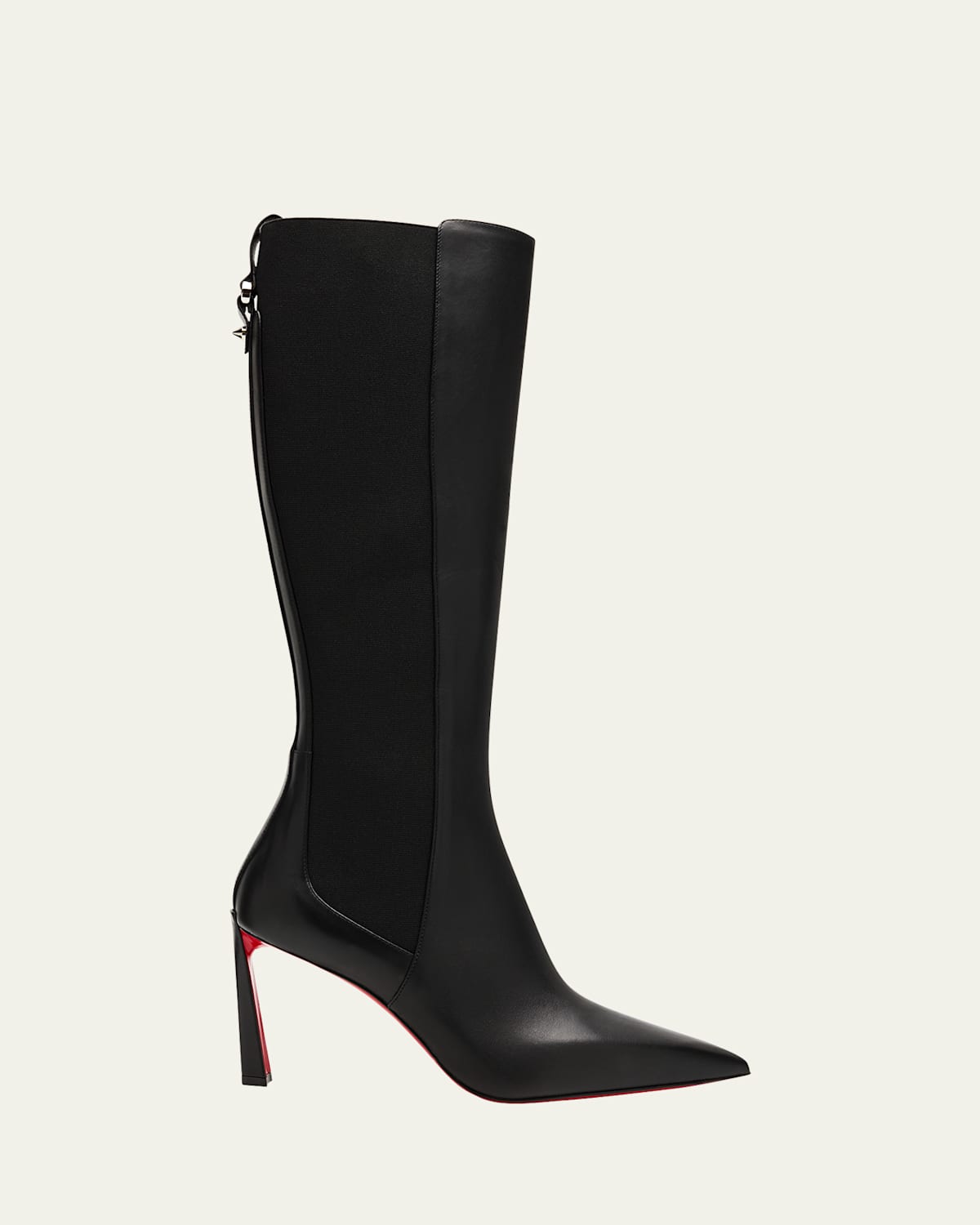 Christian Louboutin Condodo Leather Red Sole Knee-high Boots In Black