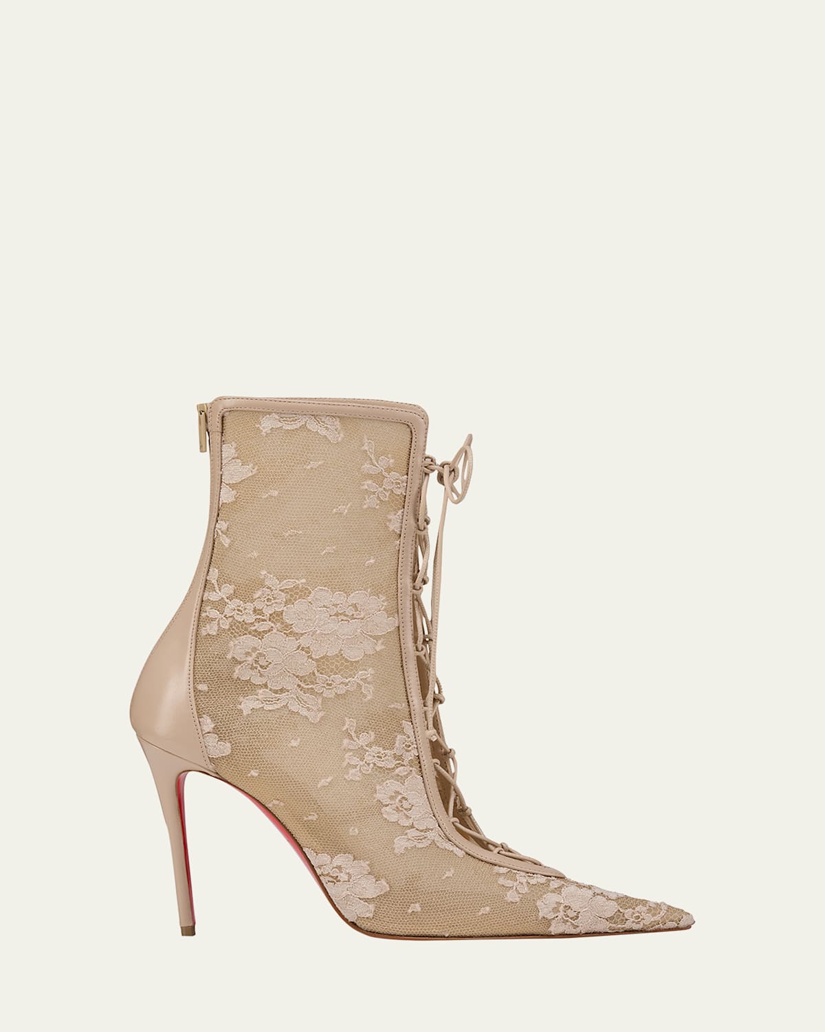 Christian Louboutin Retedentelle Lace-up Booties 100 In Neutral