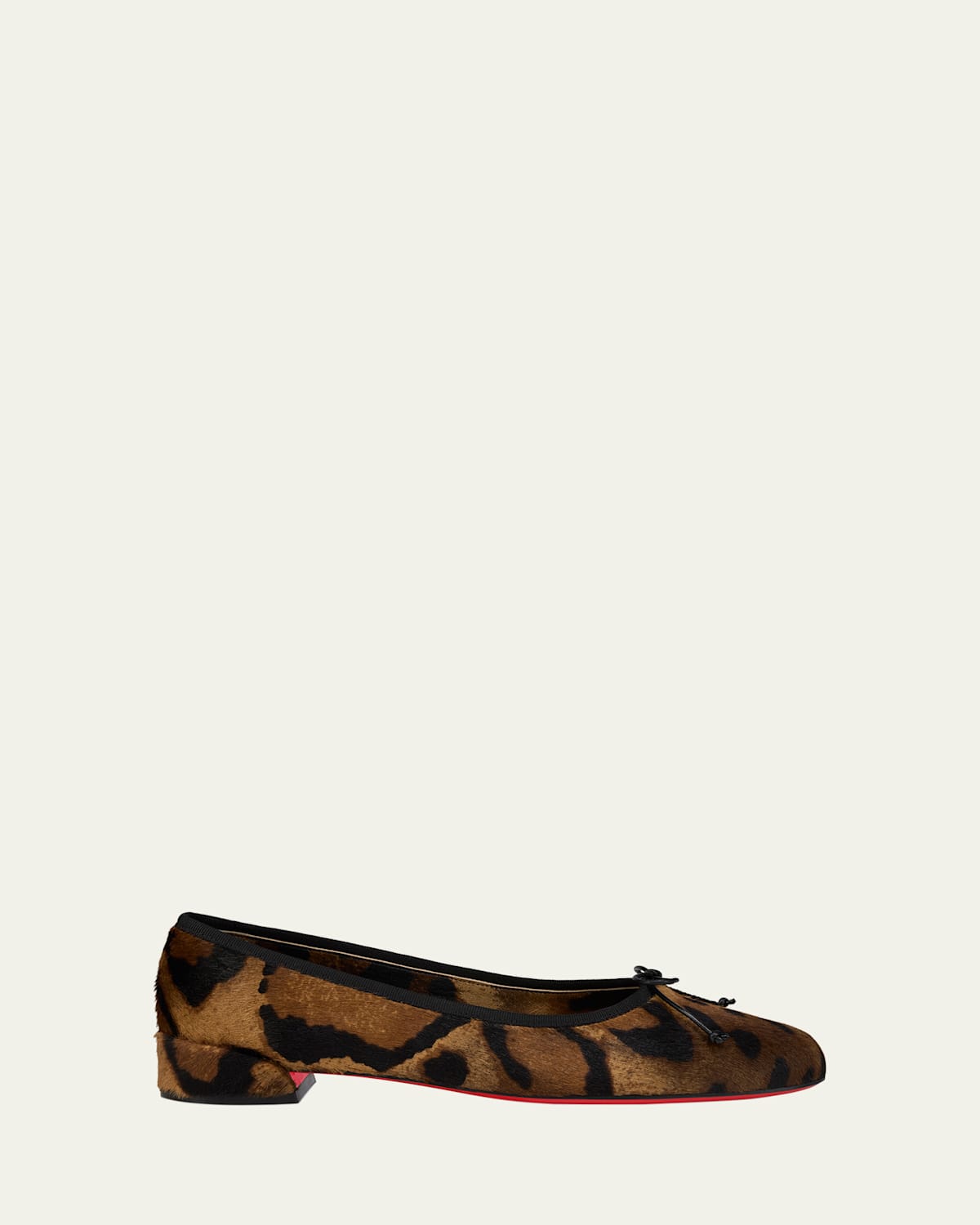 Christian Louboutin Sweetie Jane Leopard Calf Hair Red Sole Ballerina Flats In Brown