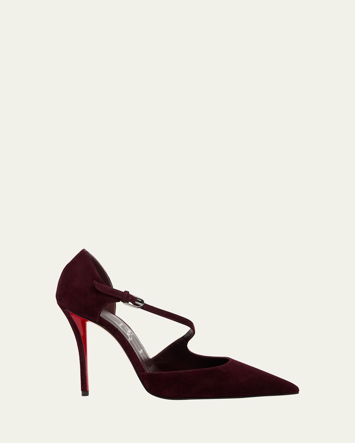 Christian Louboutin Miss Ziggyta Suede Red Sole Pumps In Burgundy