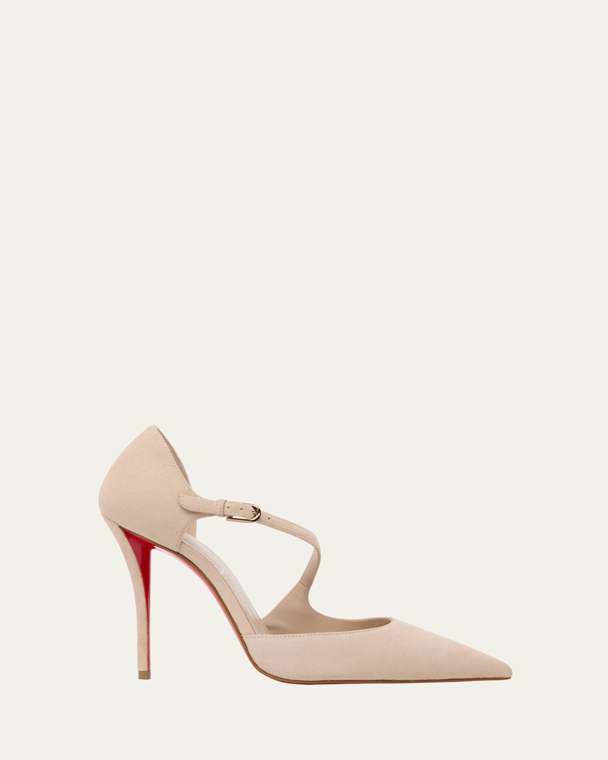 Christian Louboutin Miss Ziggyta Suede Red Sole Pumps In Neutral