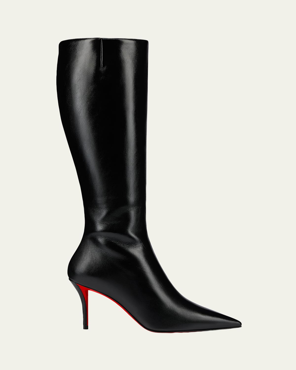 Christian Louboutin Miss Z Botta Leather Knee-high Red Sole Boots In Black