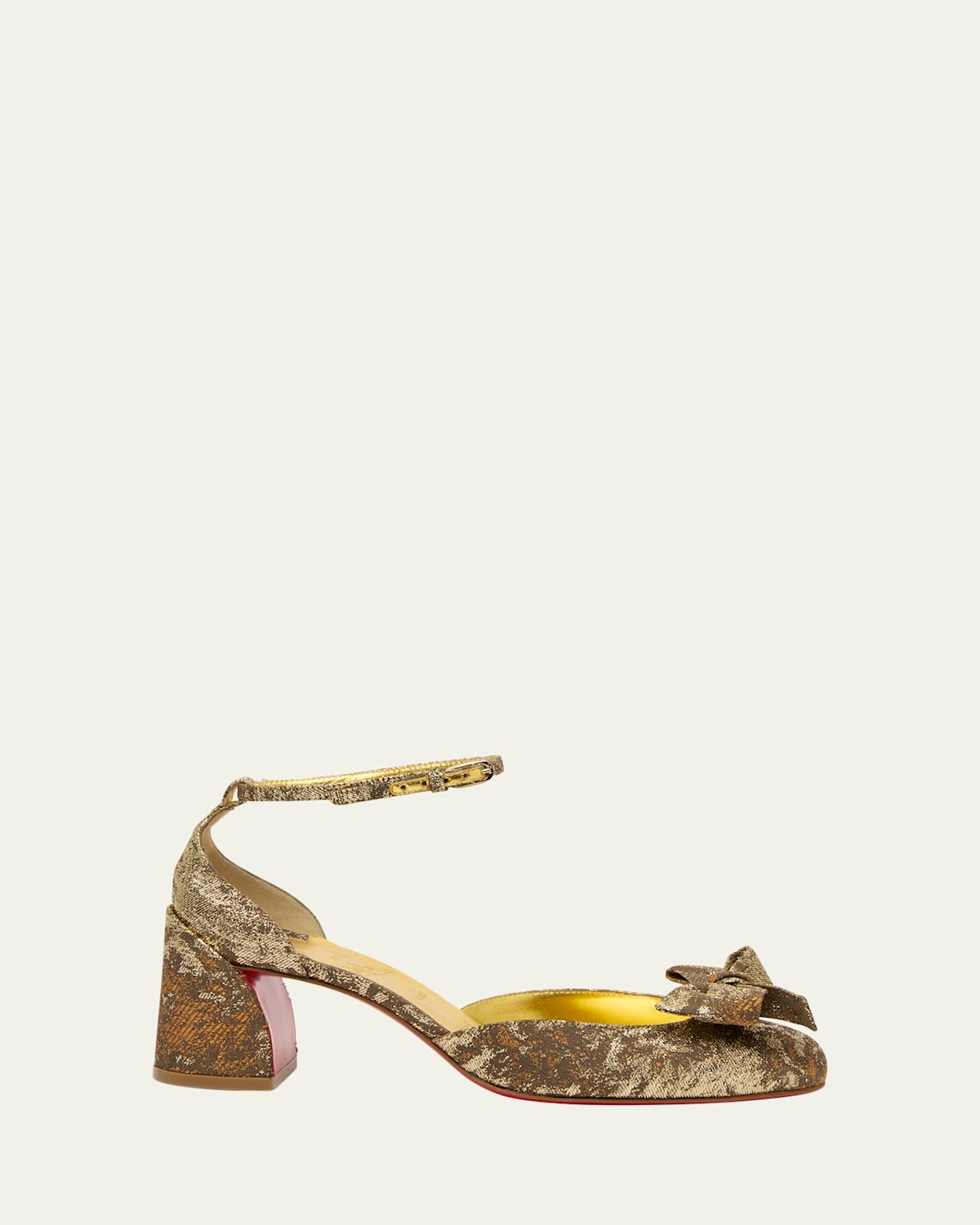 Christian Louboutin Jane Bow Red Sole Pumps In Gold