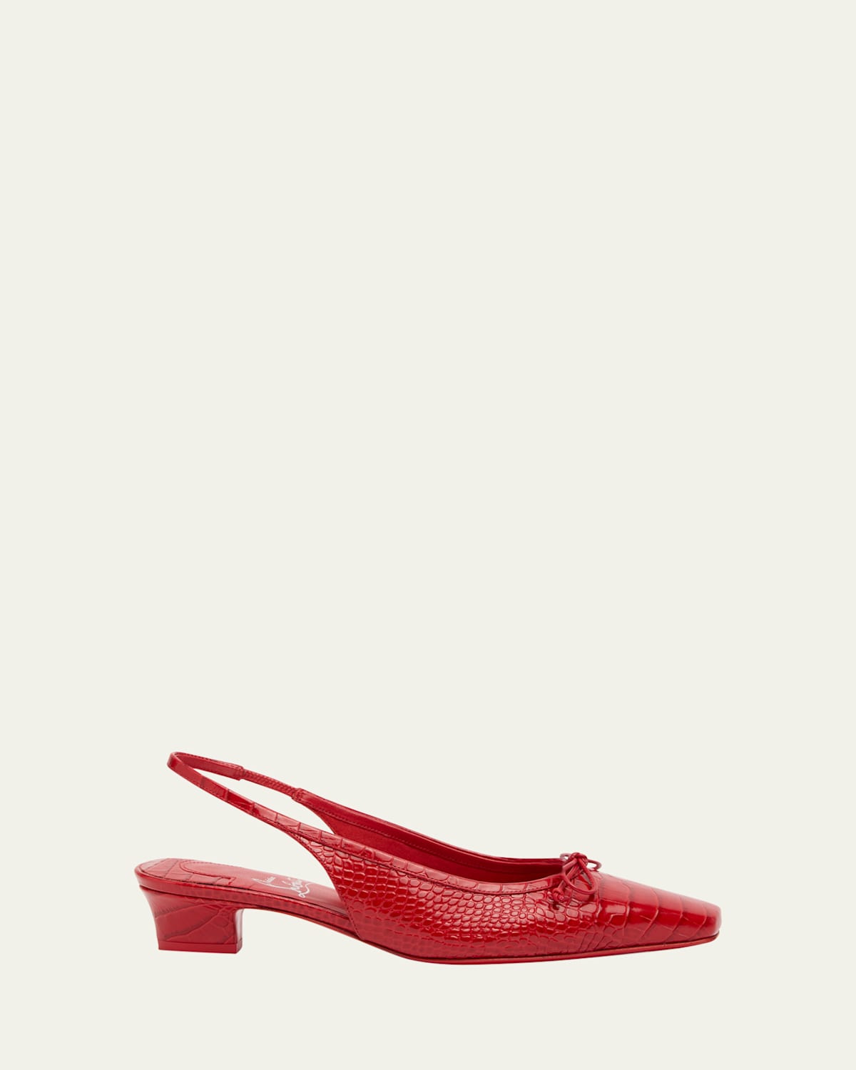 Christian Louboutin Promess Croc-embossed Leather Red Sole Ballerina Pumps