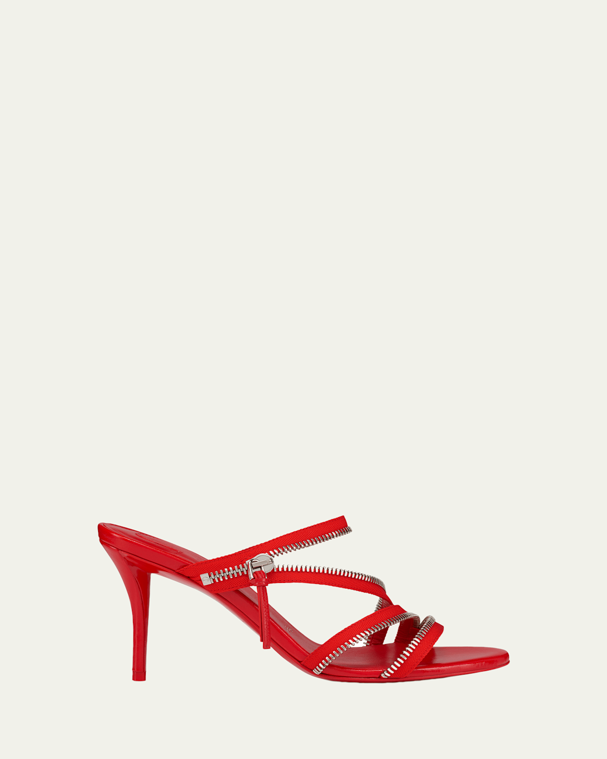 Christian Louboutin Meryl Zip Strass Leather Red Sole Sandals