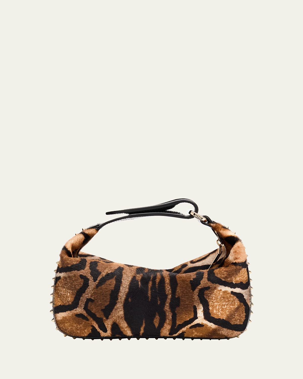 Christian Louboutin Funky Top-handle Bag In Bengali-print Calf Hair In Brown