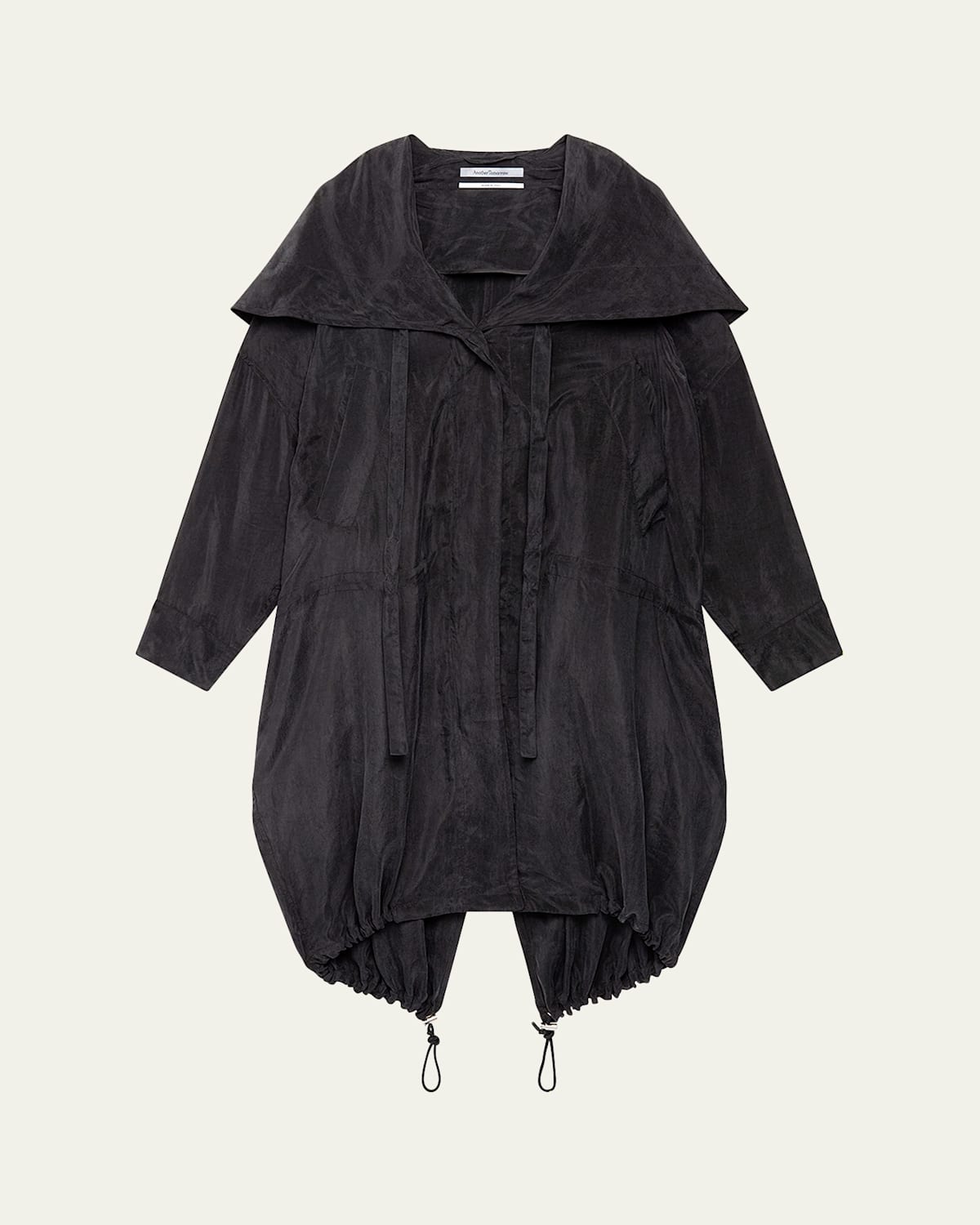 Shop Another Tomorrow Oversized Drawcord Hooded Parka In Black