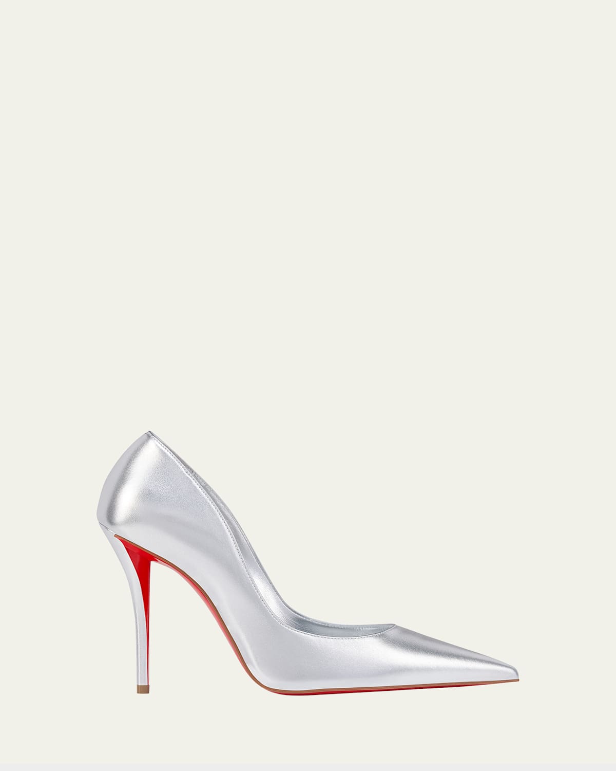 Christian Louboutin 100mm Miss Z Metallic Leather Pumps In Silver