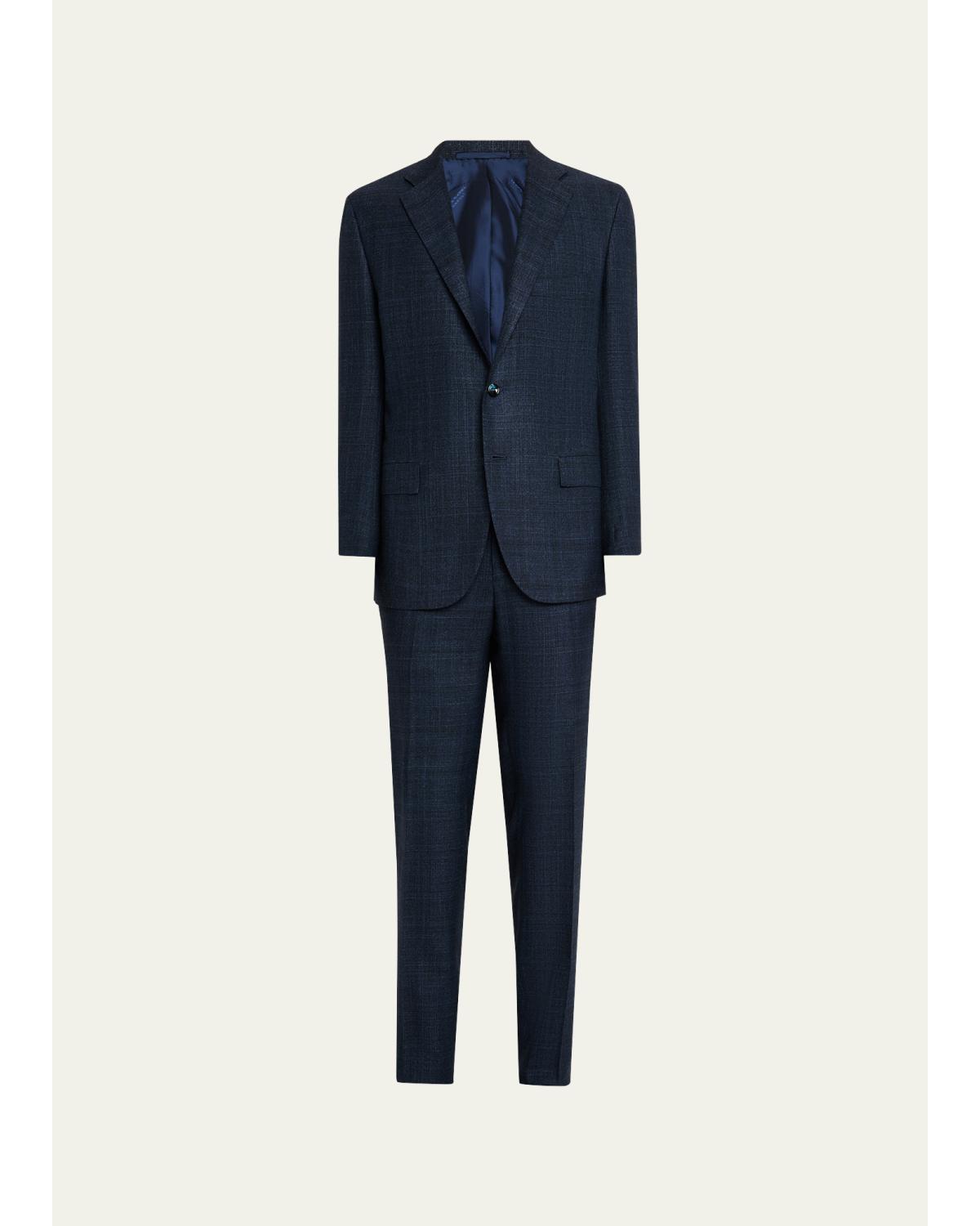 Men's Cashmere, Wool and Silk Plaid Two-Piece Suit