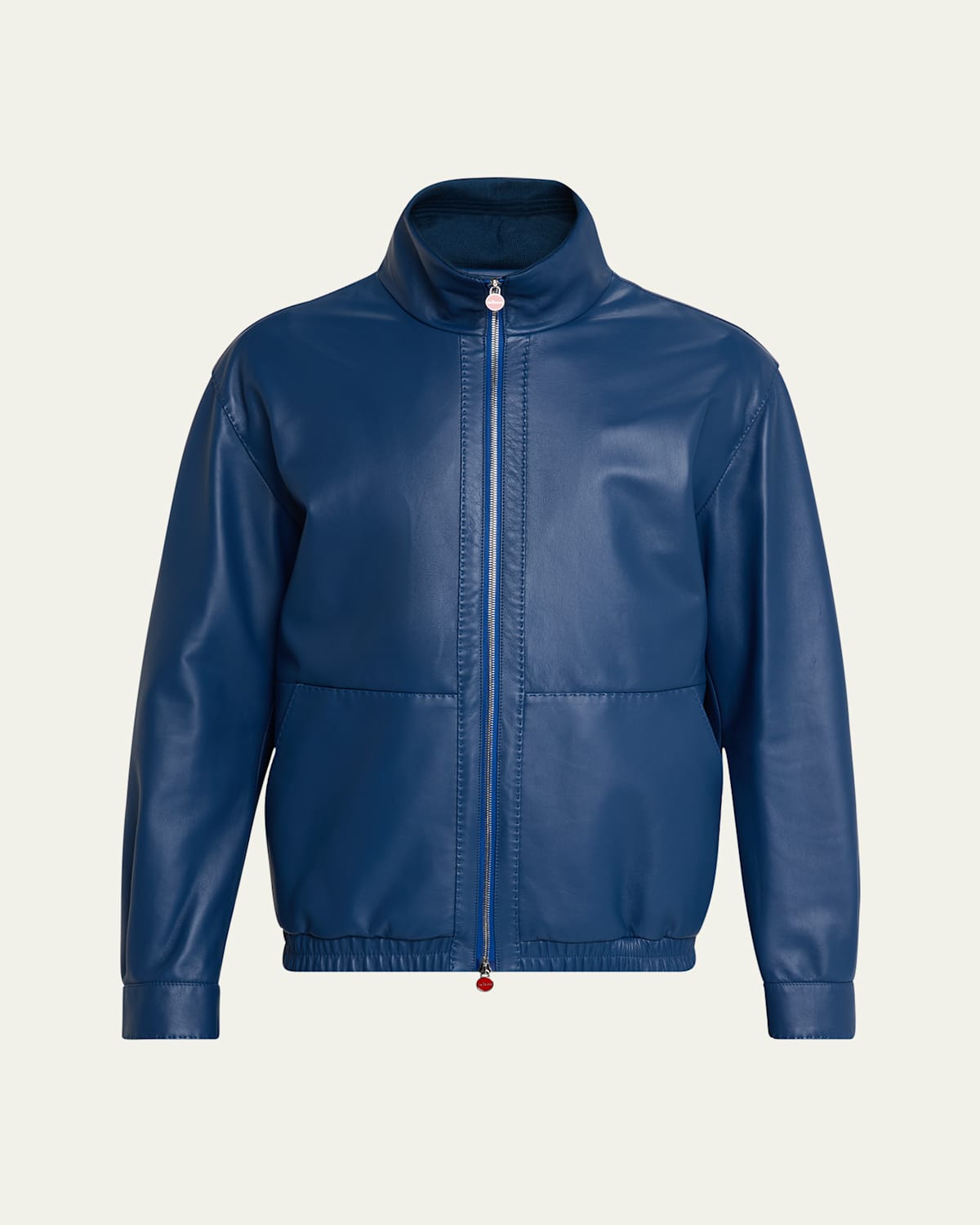 Men's Leather Full-Zip Bomber Jacket