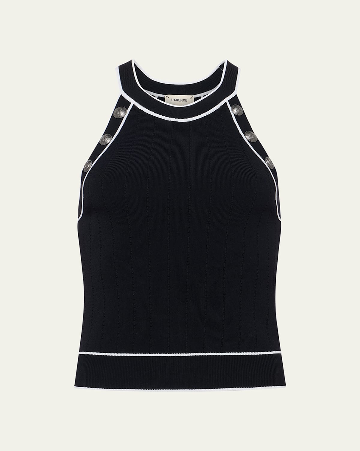 L Agence Rosemary High-neck Button Tank Top