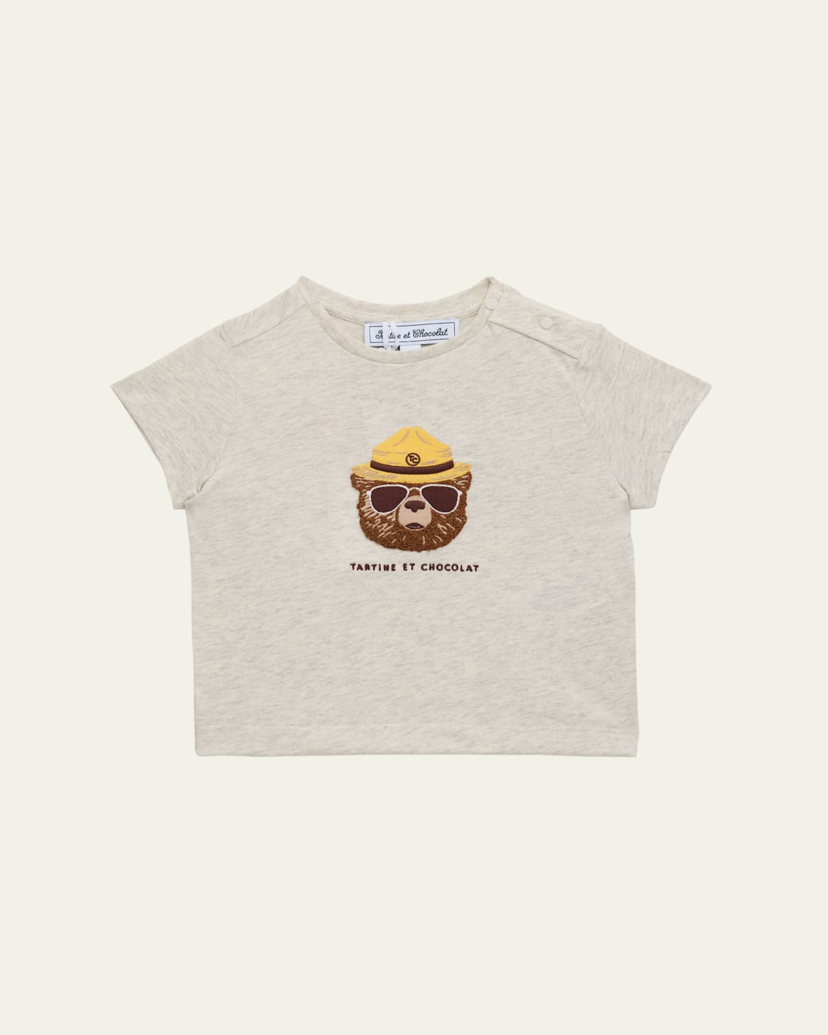 Shop Tartine Et Chocolat Boy's Embroidered Teddy T-shirt In Fougere