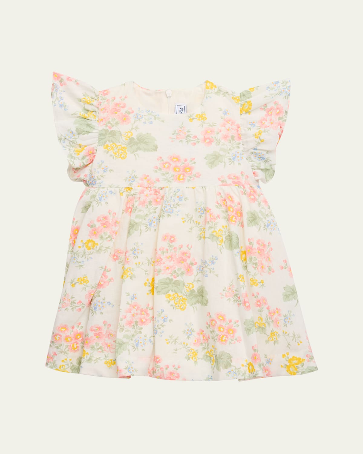 Shop Tartine Et Chocolat Girl's Floral-print Flutter Dress In Nacre