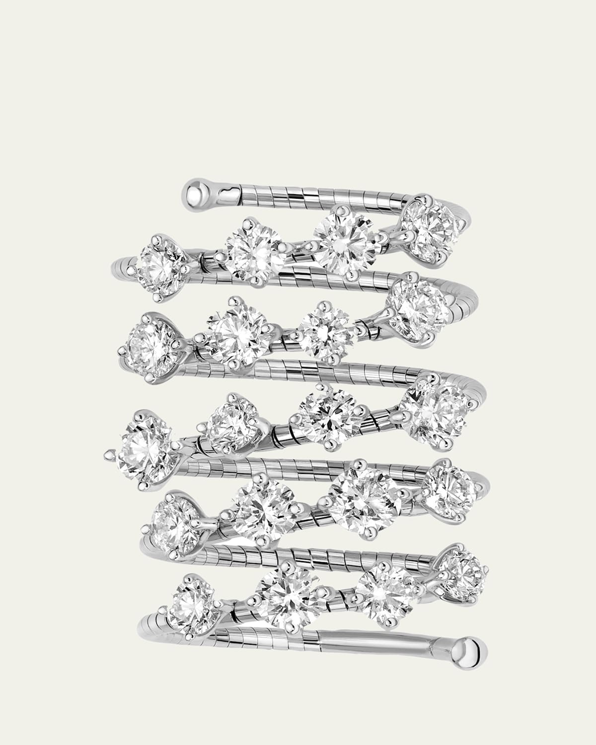 18K White Gold Statement Wrap Ring With Diamonds