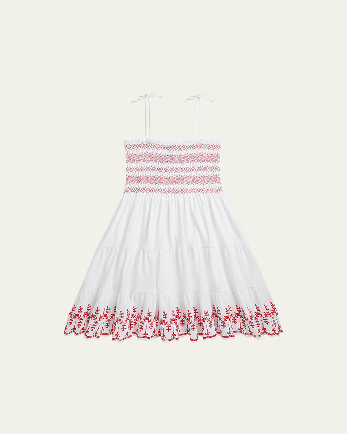 Ralph Lauren Girl's Eyelet Embroidered Smocked Dress In White
