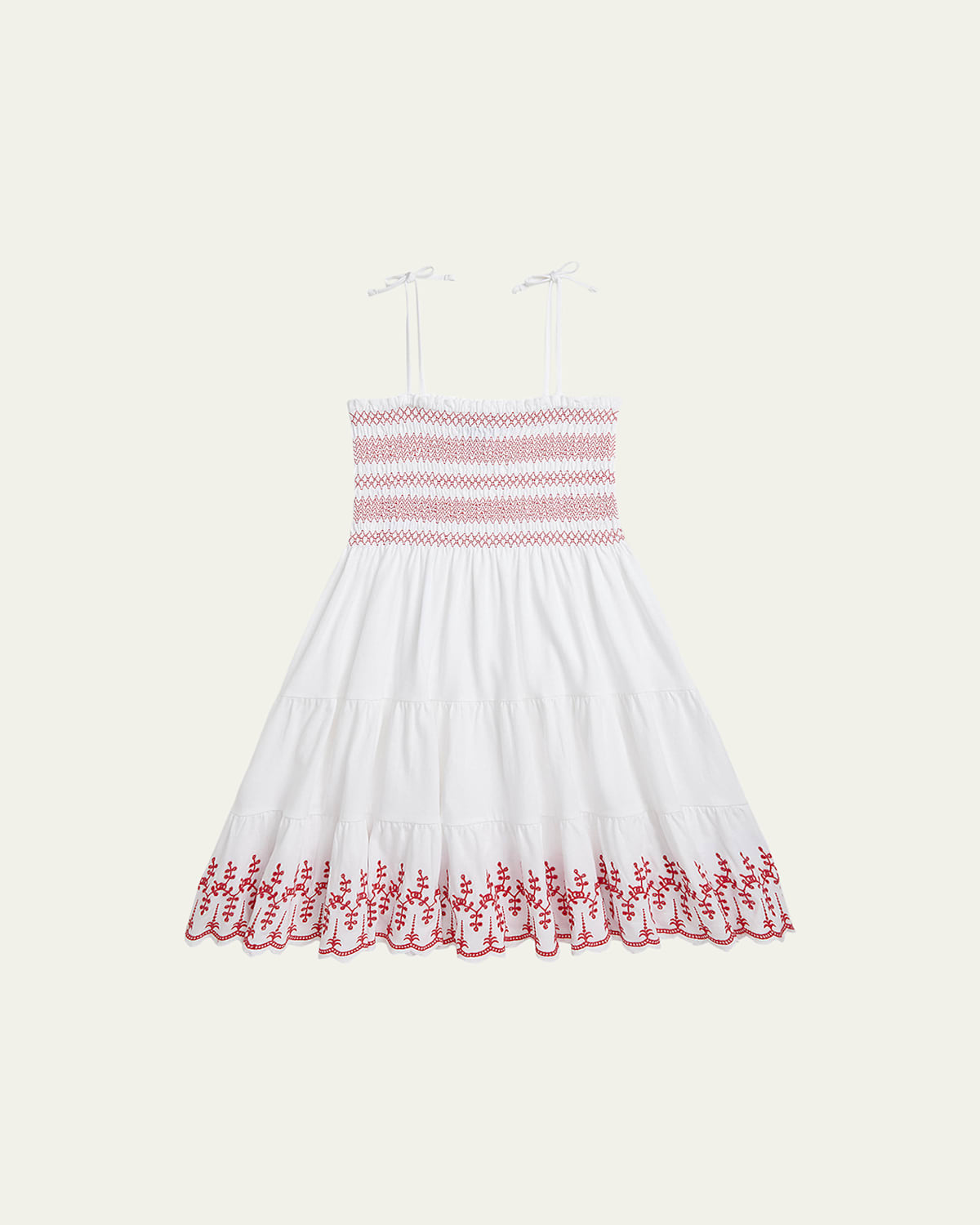 Ralph Lauren Girl's Eyelet Embroidered Smocked Dress In White