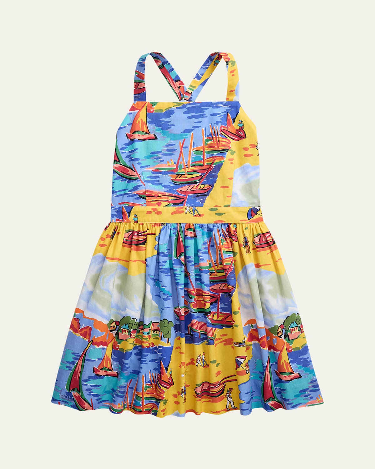 Ralph Lauren 30s Cotton-printpinafor-dresses-day Dress In Seaside Village Haven