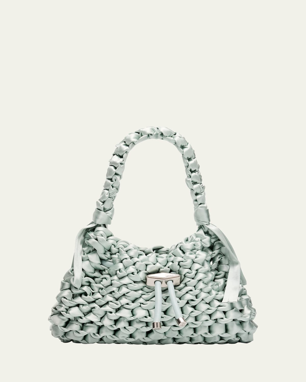 Jimmy Choo Cinch Small Woven Satin Top-handle Bag