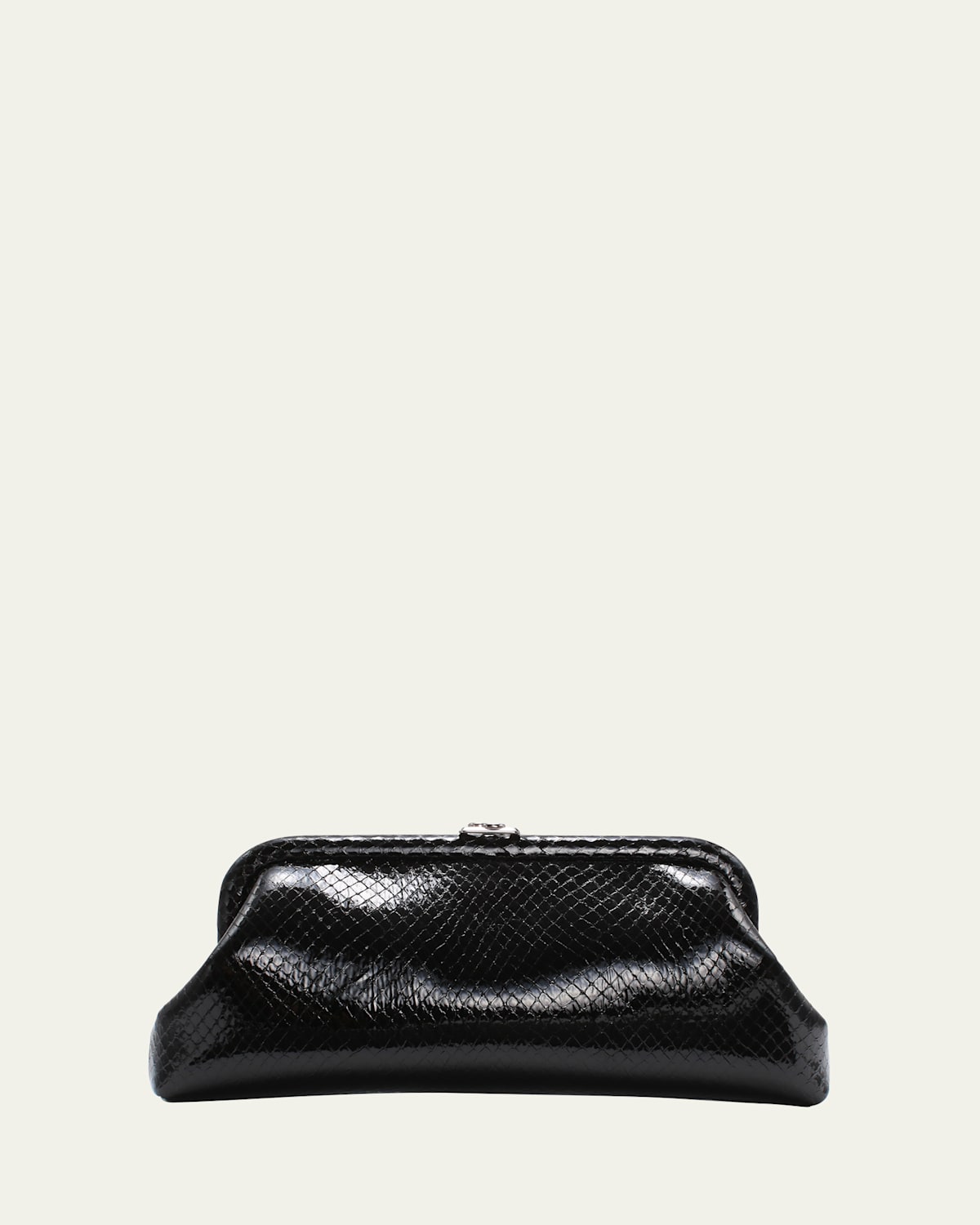 Jimmy Choo Skylar Snake-print Leather Clutch Bag With Jc Clasp In Black