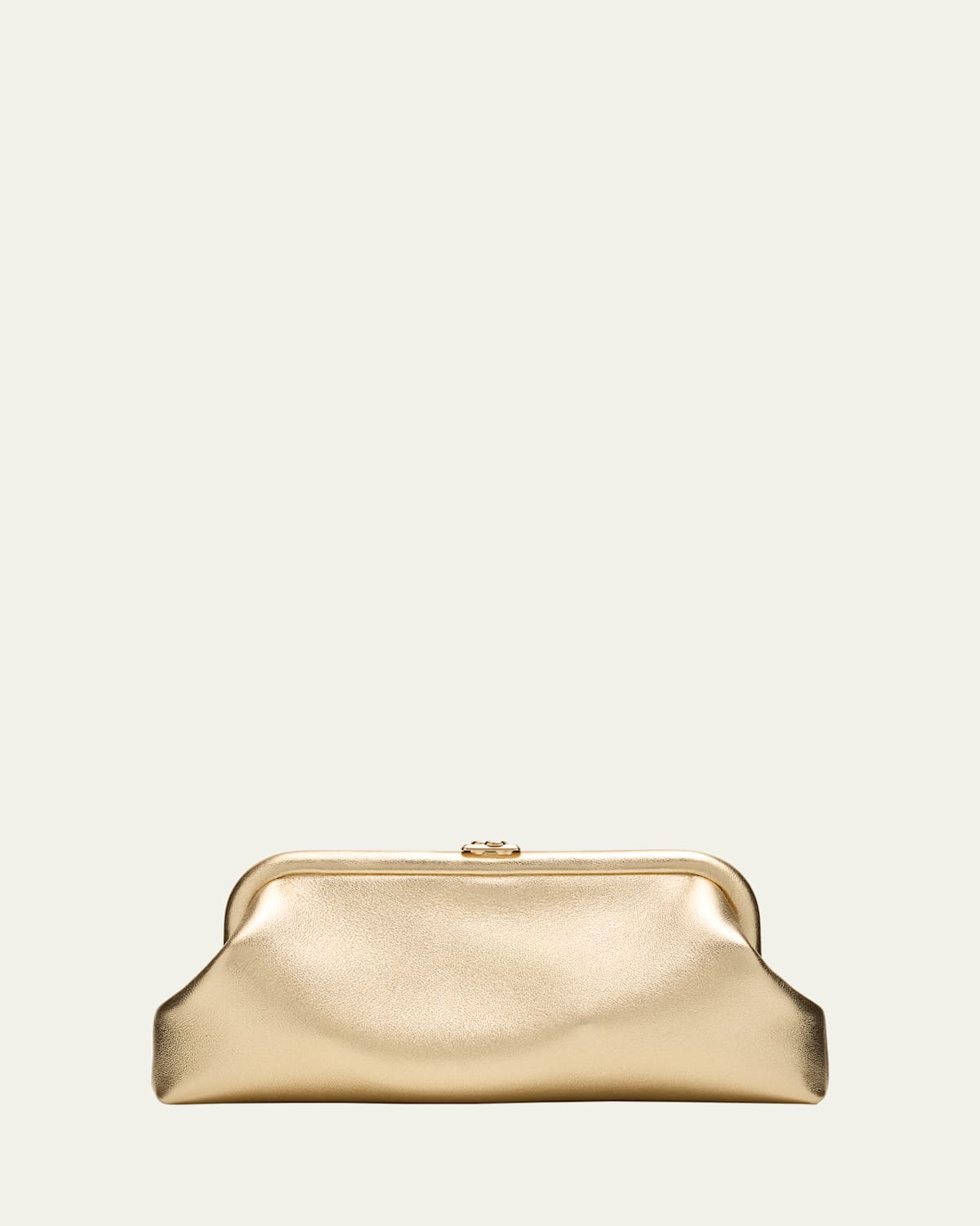 Skylar Frame Metallic Leather Clutch Bag