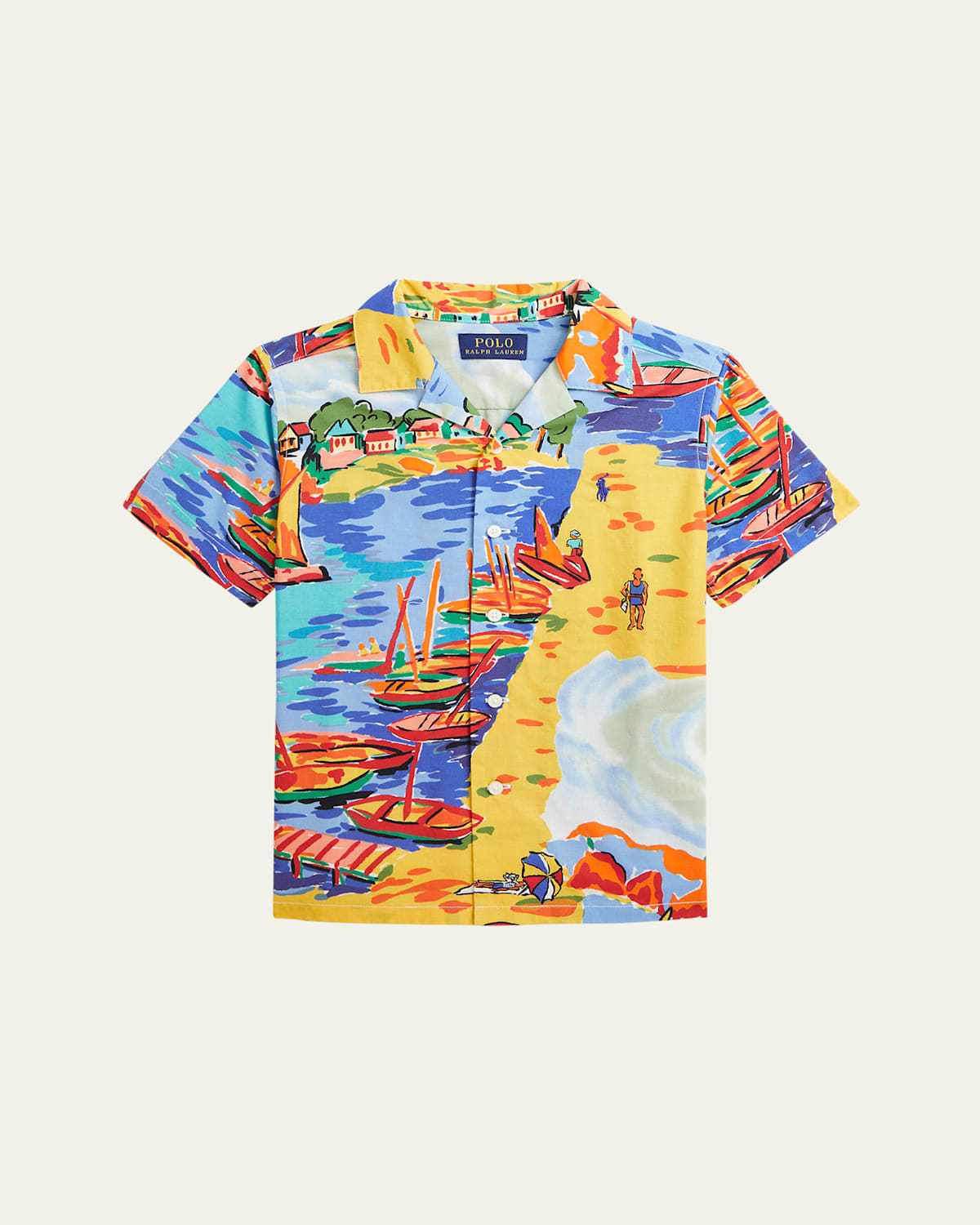Ralph Lauren Boy's Italian Riviera-printed Button Down Shirt In Seaside Village Haven