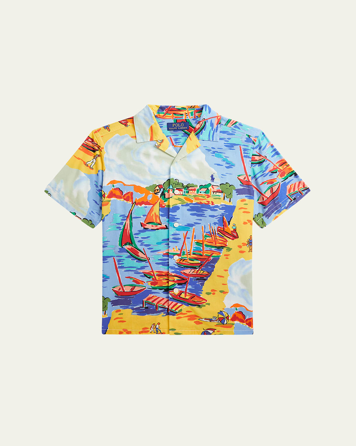 Ralph Lauren Boy's Italian Riviera-printed Button Down Shirt In Seaside Village Haven