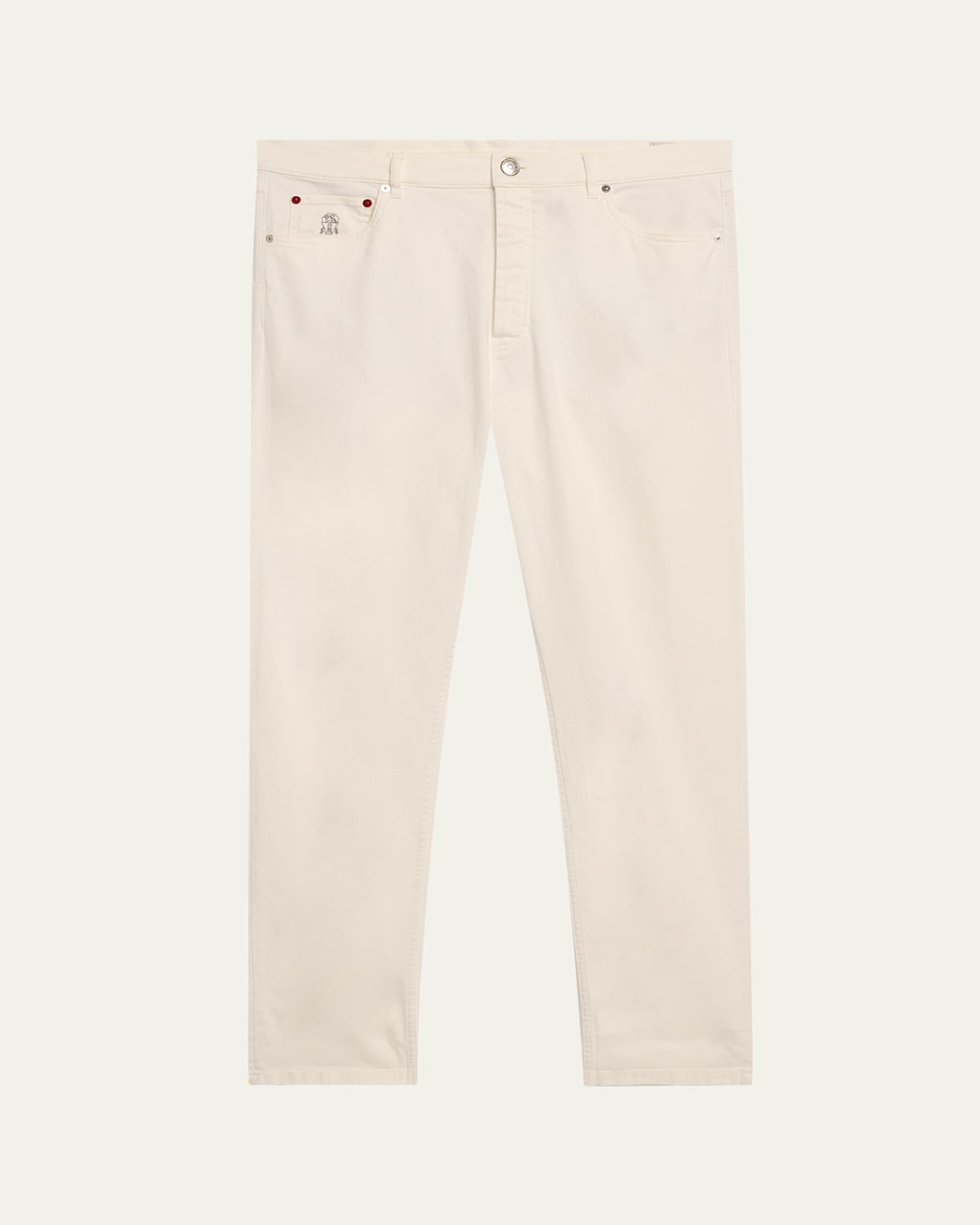 Brunello Cucinelli Men's High Summer Capsule White Denim Five-pocket Pants In Neutral