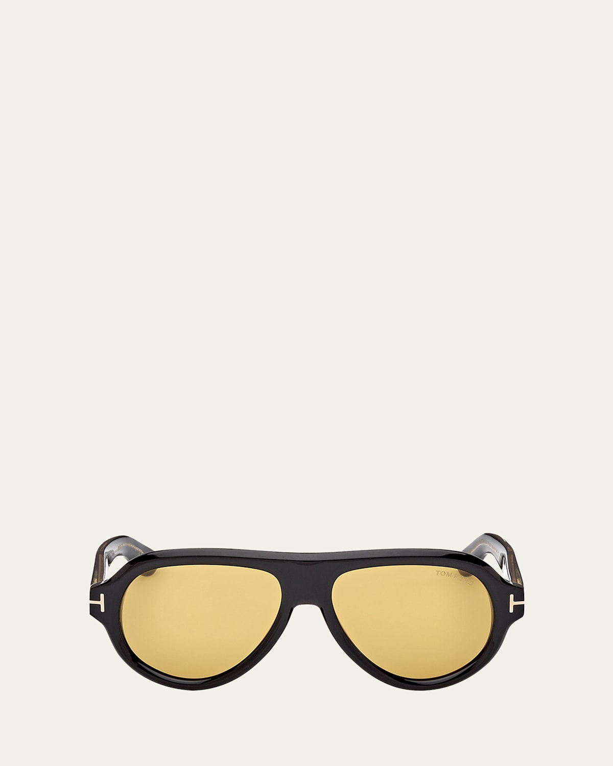 Tom Ford Icon Aviator Sunglasses In Shiny Black Brown