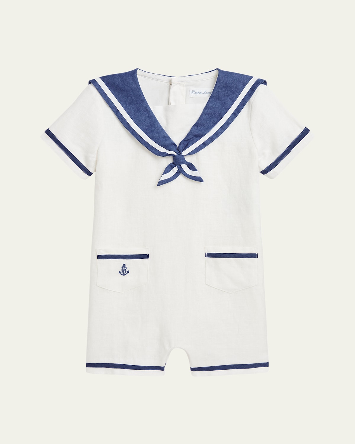 Ralph Lauren Boy's Sailor-inspired Embroidered Shortall In Nevis