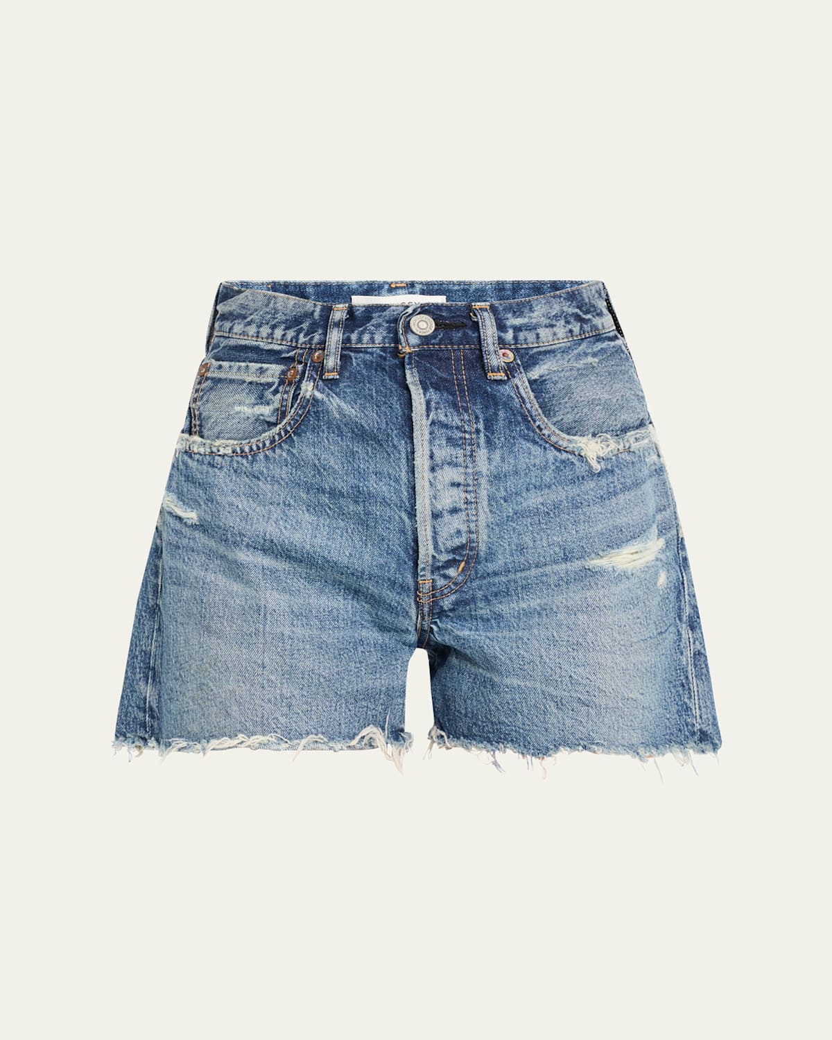 Moussy Vintage Manhasset Distressed Denim Shorts In Blue