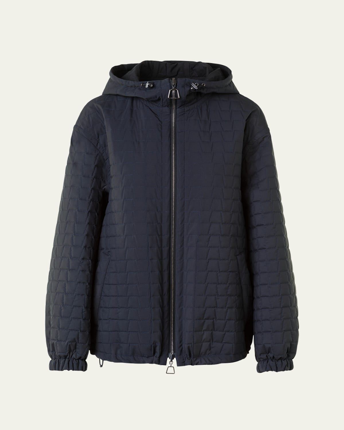 Akris Davis Trapezoid Quilted Techno Taffeta Parka Jacket In Blue