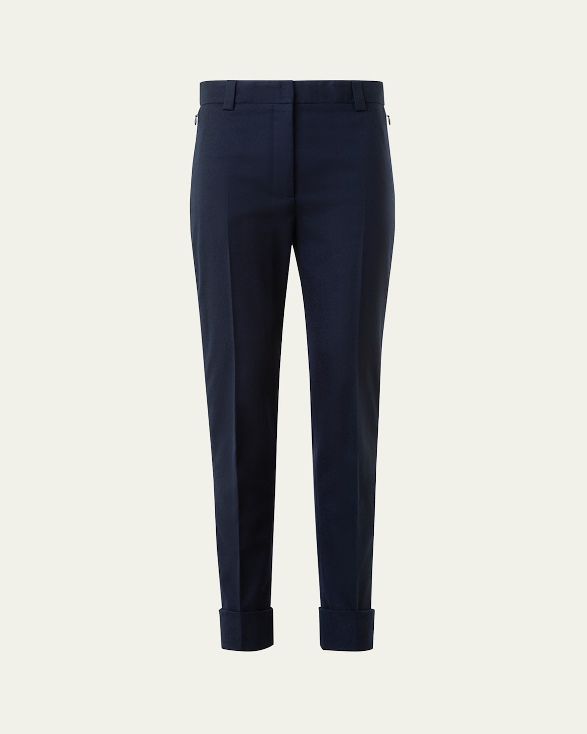 Akris Marilyn Wool Stretch Flannel Bootcut-leg Ankle Pants In Blue