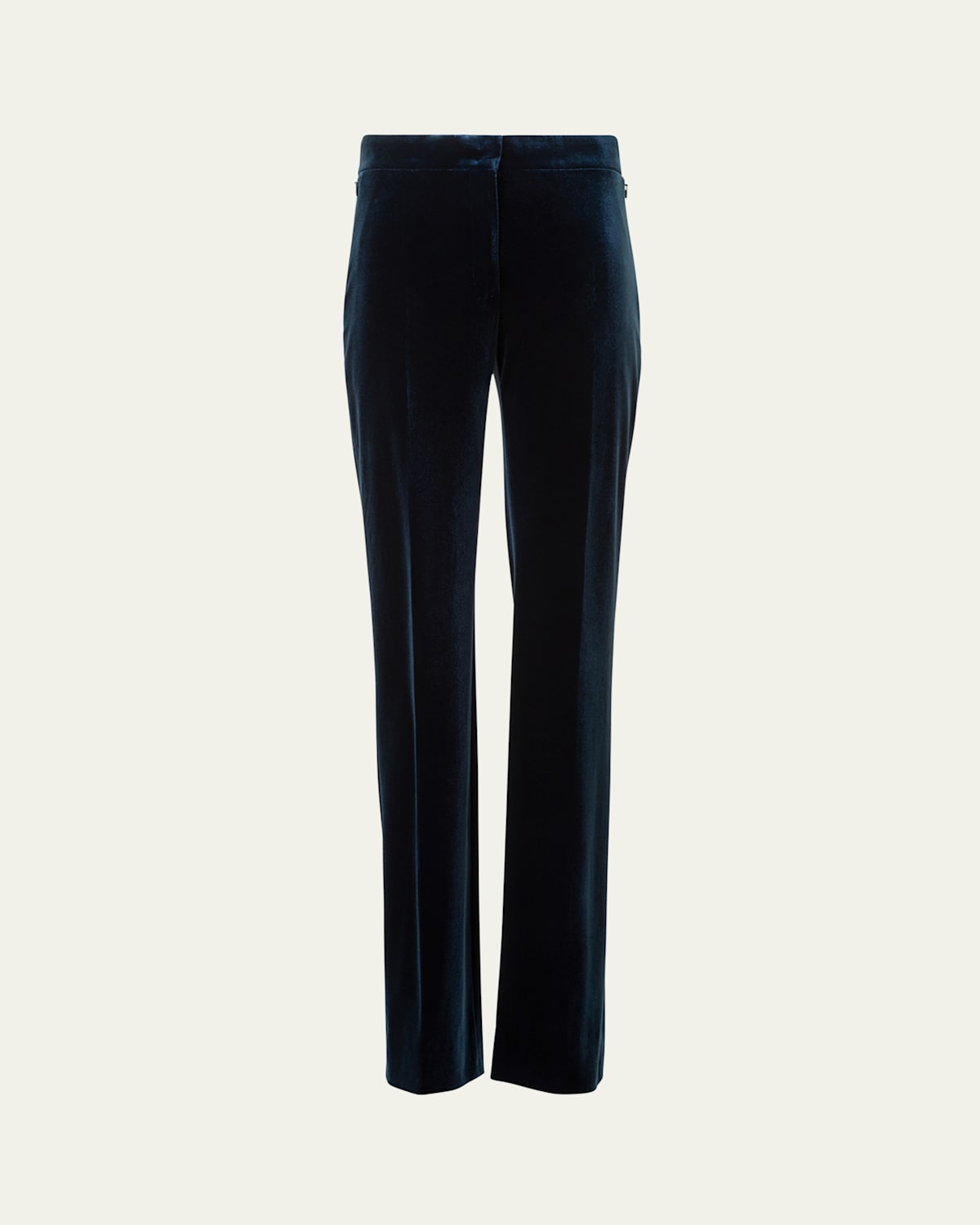 Carl Techno Velvet Stretch Straight-Leg Pants