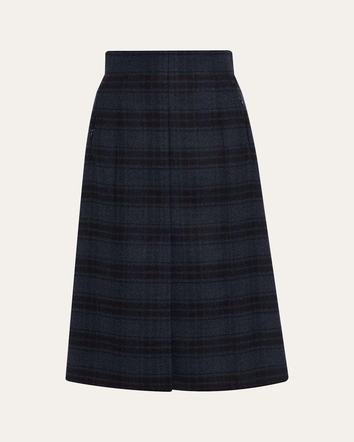 Akris Check Wool Double Face A-line Midi Skirt In Blue