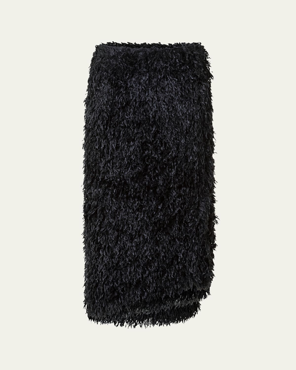 Akris Asymmetric Trapezoid Feather Fringe Midi Skirt In Black
