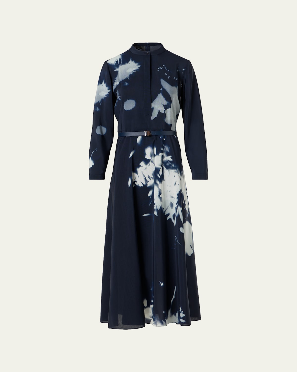 Akris Wildflower-print Silk Wool Voile Midi Dress In Blue