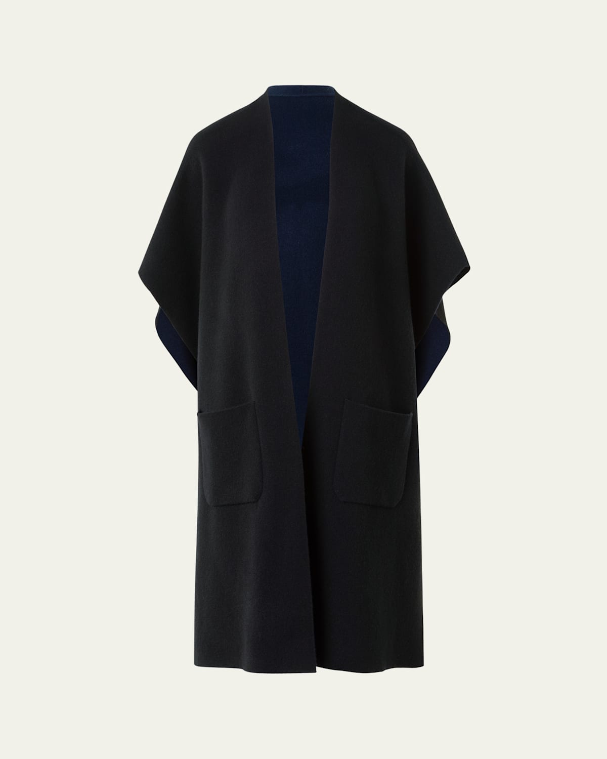 Akris Bicolor Cashmere Double-face Knit Cape In Black
