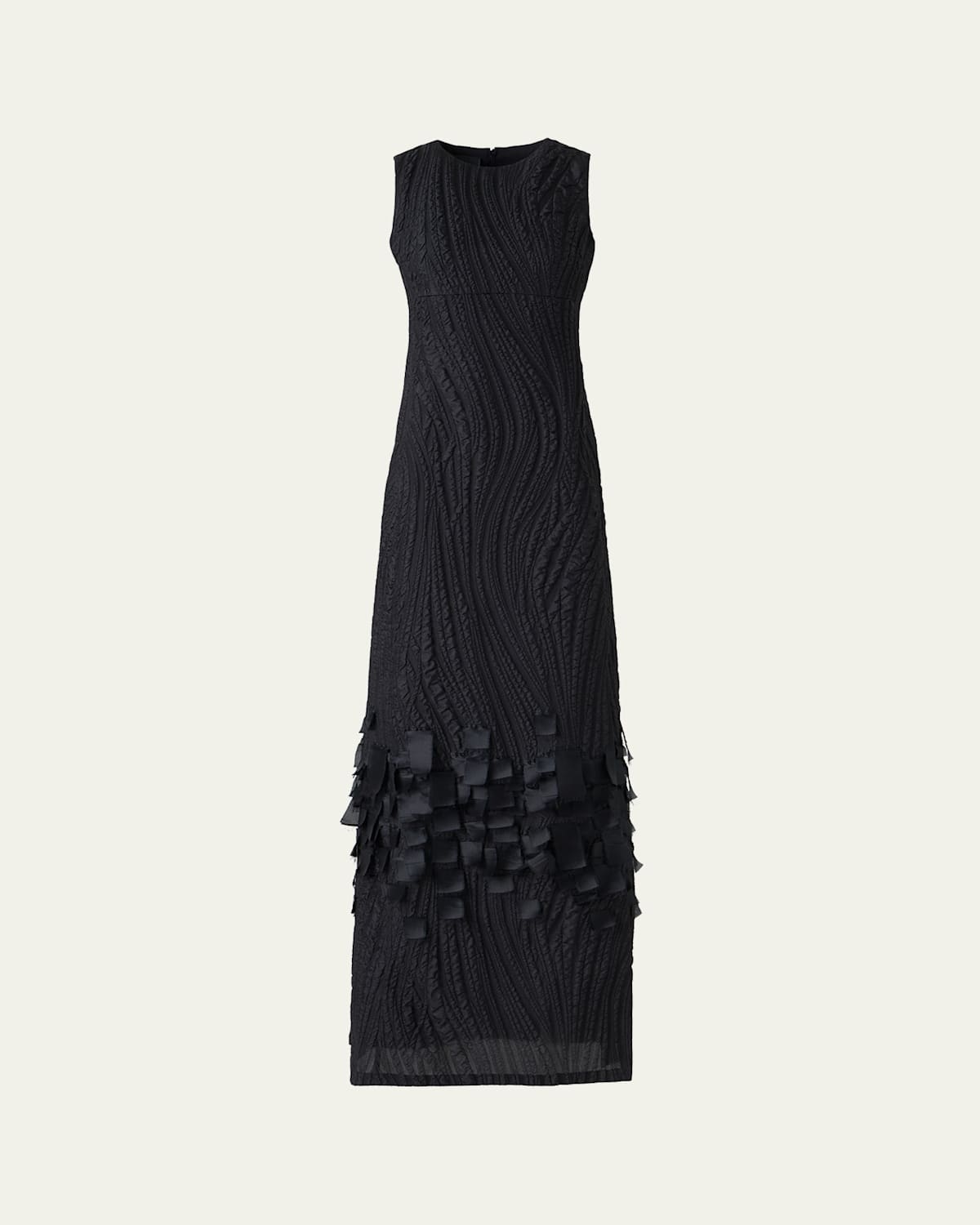 Akris Waves And Ribbons Jacquard A-line Slit Gown In Black