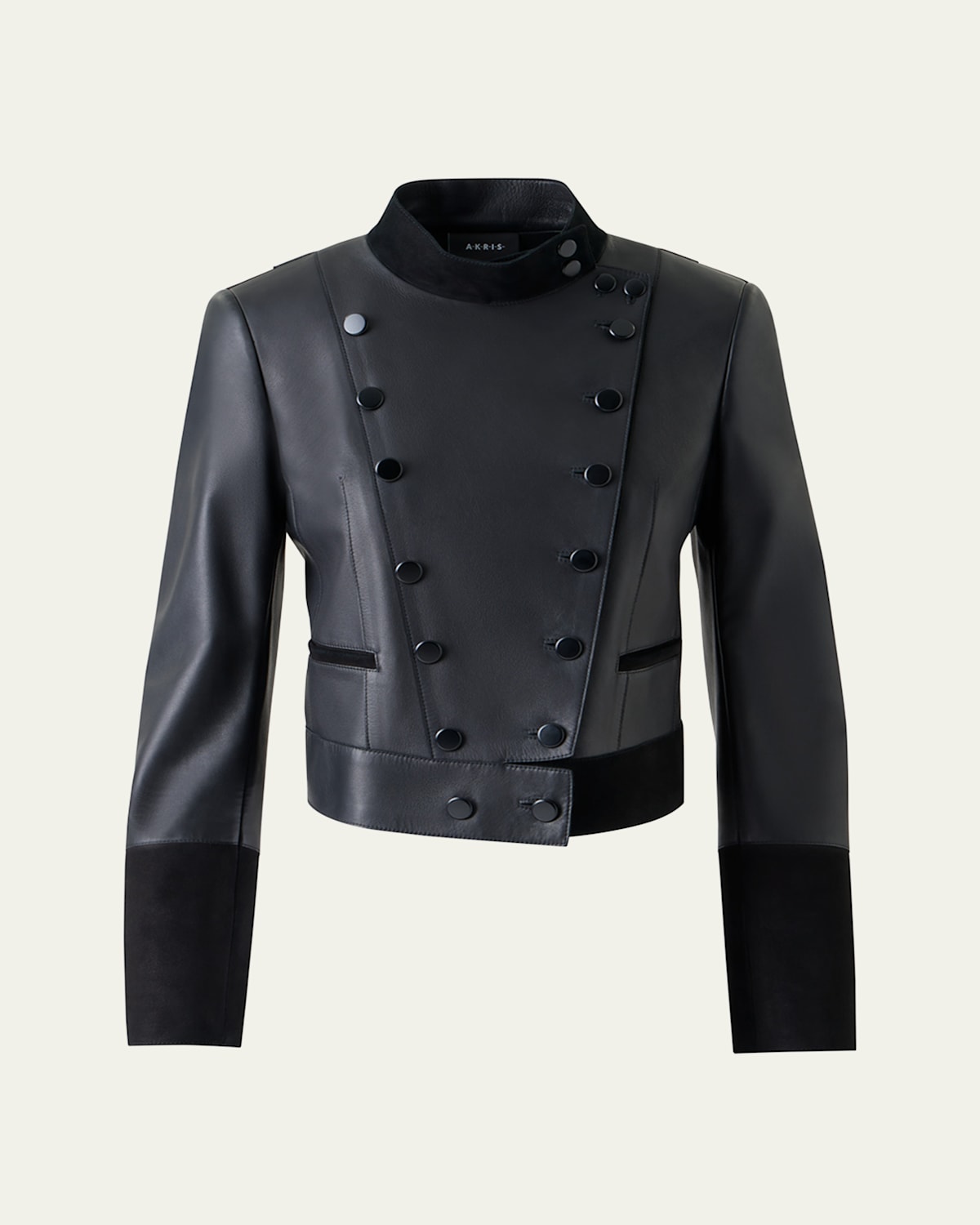 Akris Dean Nappa Leather Jacket With Suede Trim In Black
