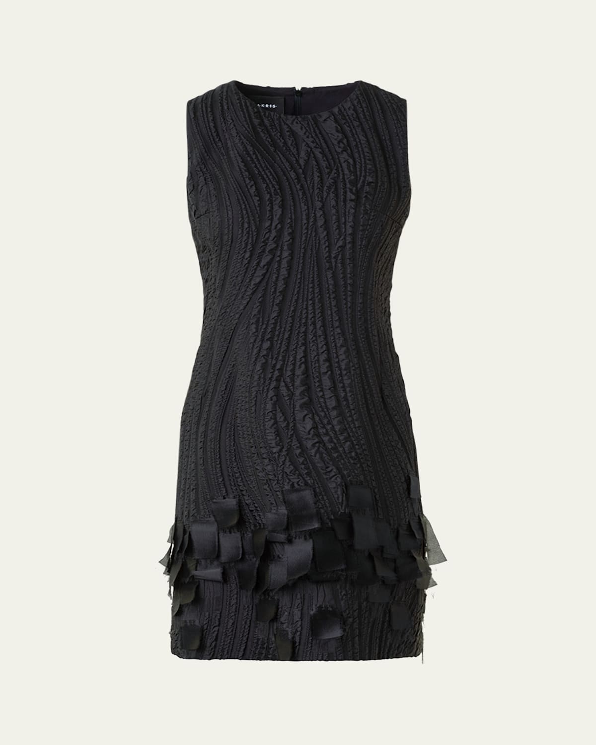 Akris Waves And Ribbons Jacquard Sleeveless Mini Dress In Black