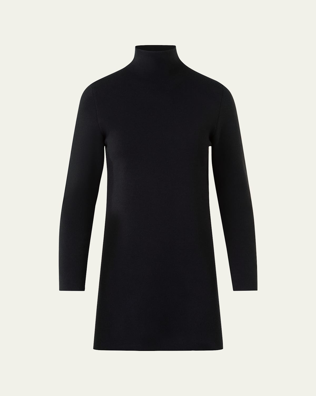 Akris Turtleneck Cashmere-silk Milano Knit Tunic Sweater In Black