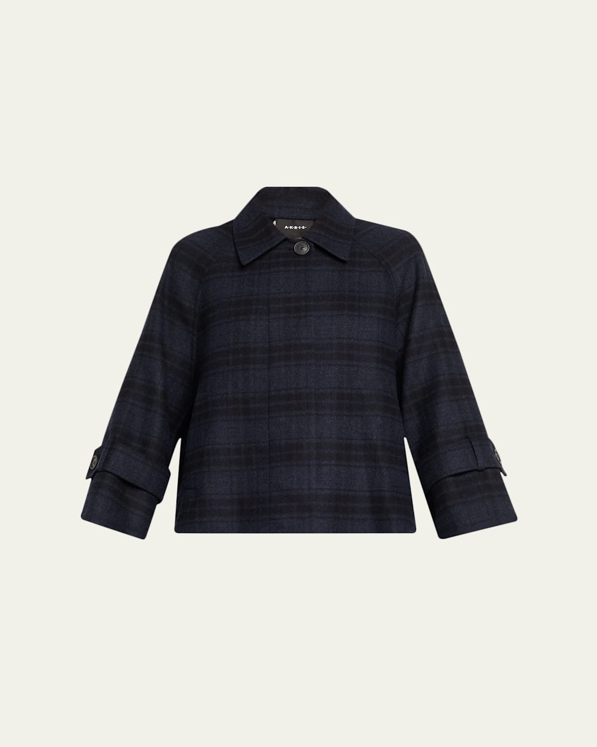 Akris Alisa Check Wool Double Face Jacket In Black