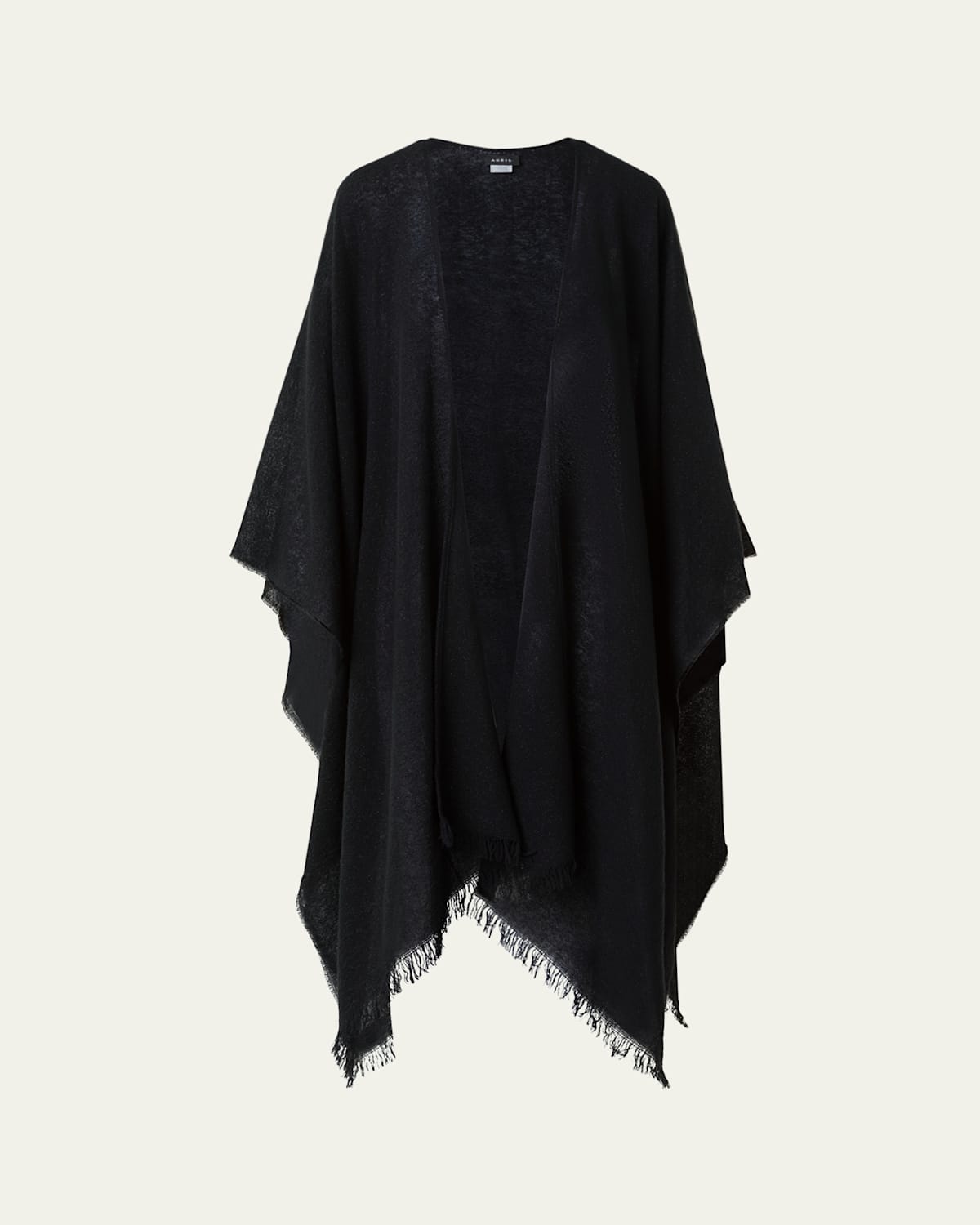 Akris Metallic Wool-cashmere Fringed Cape Scarf In Black