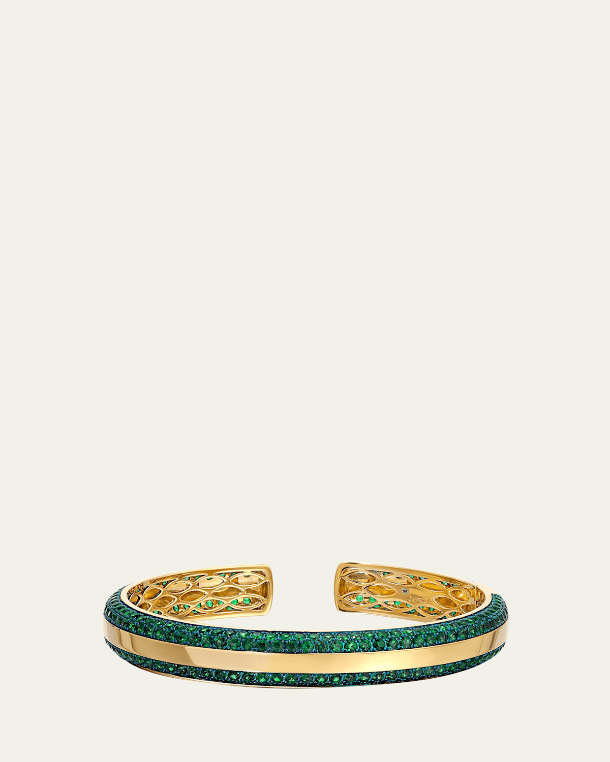 18K Yellow Gold Blue Sapphire Bangle Bracelet