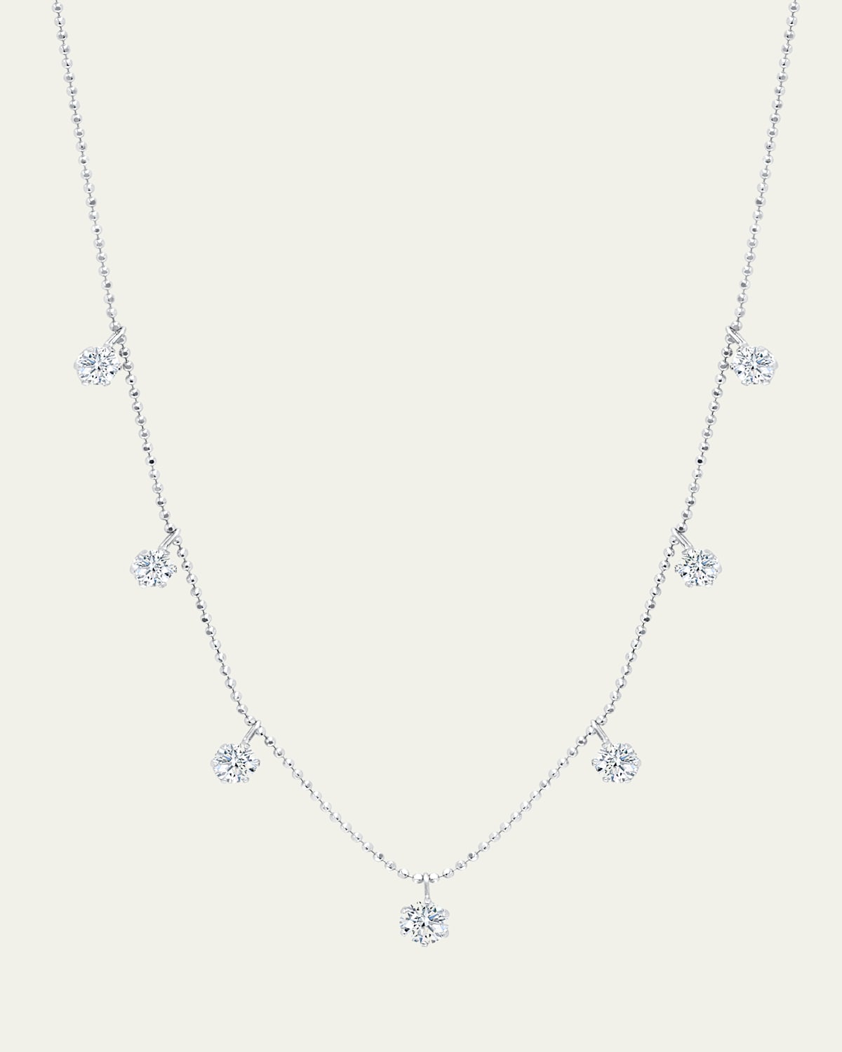 18K White Gold Medium Floating Diamond Necklace