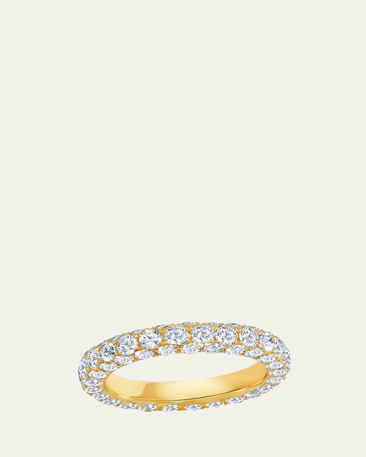 18K Yellow Gold 3-Sided Diamond Band Ring, Size 7