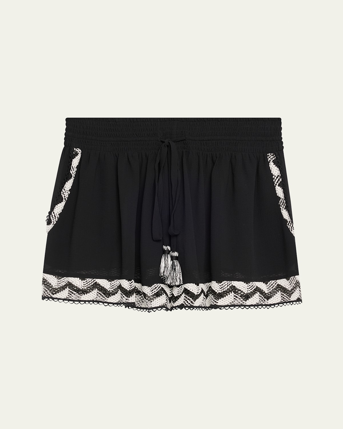 Ramy Brook Hank Sheer Drawstring Shorts In Black